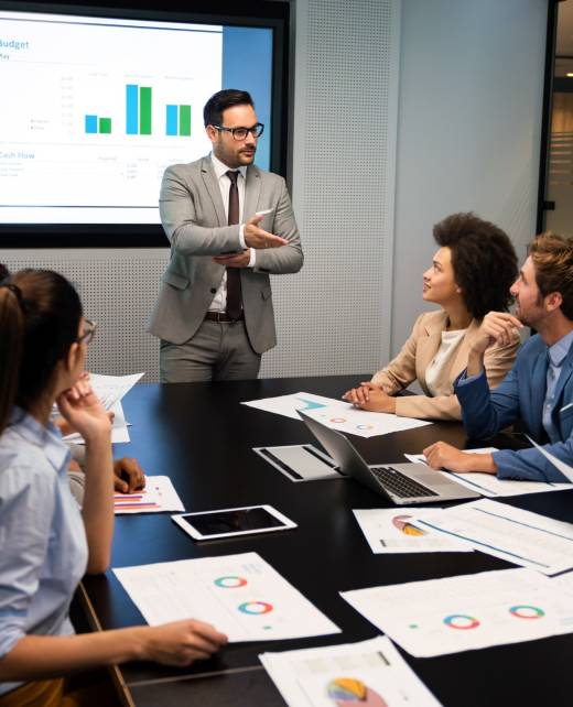 Happy diverse business colleagues meeting, working in modern office Happy multhiethnic business colleagues working in modern office